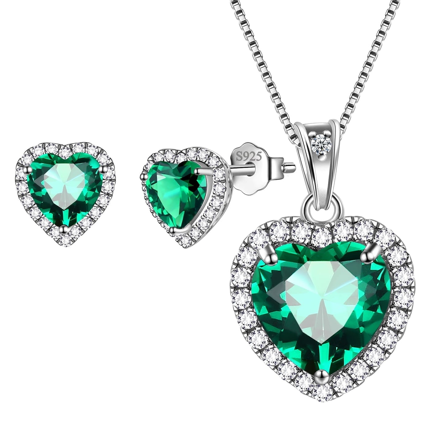 Sterling Silver White Heart Jewelry Set